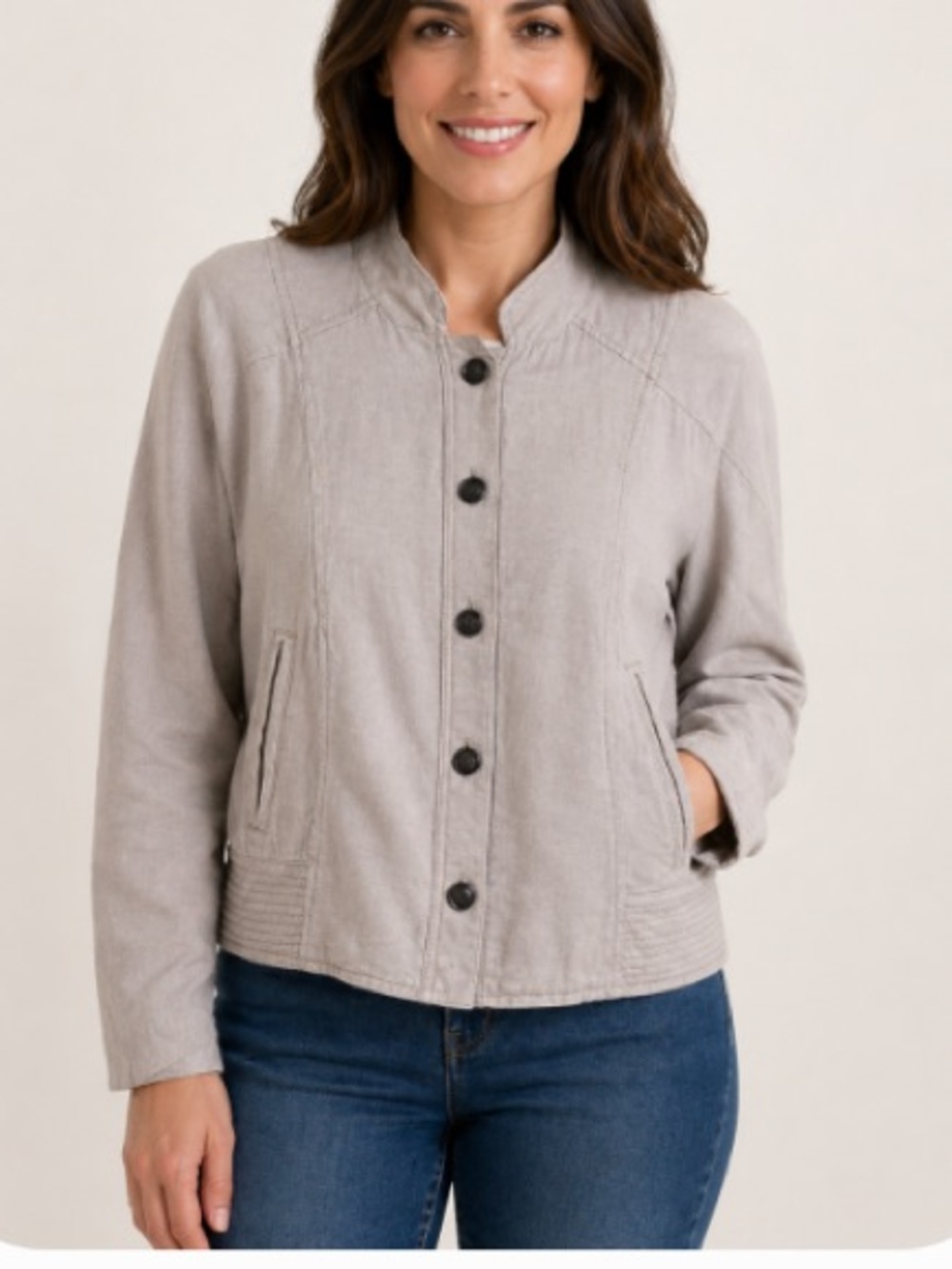 Free People Linen Lightweight Cropped Utility Jacket